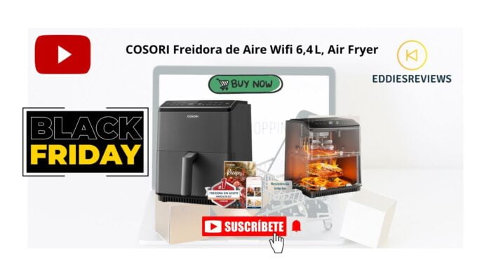 COSORI Freidora de Aire Wifi 6,4 L, Air Fryer con Doble Resistencia, 60+ Recetas